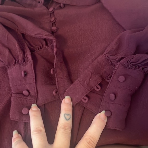 Urban Outfitters Kimchi Blue Maroon Long Sleeve Blouse Size S - Picture 4 of 7